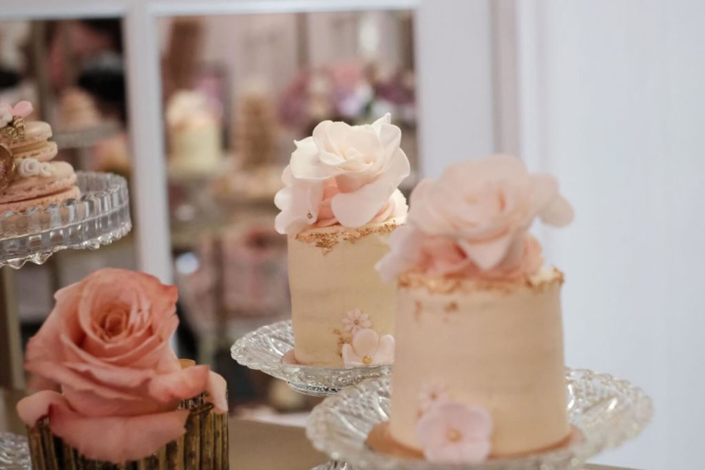 Semi naked cup cakes with flower decoration